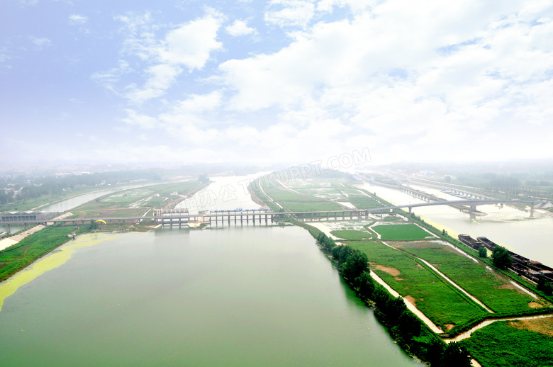 台儿庄大运河全景摄影图片