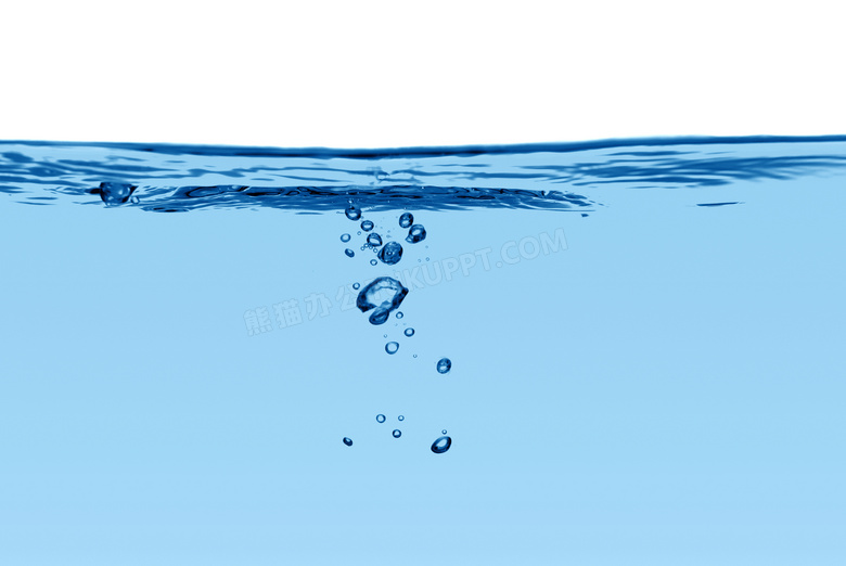 蓝色液体与气泡摄影高清图片