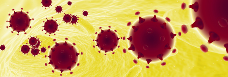 黄色背景新冠状病毒图片