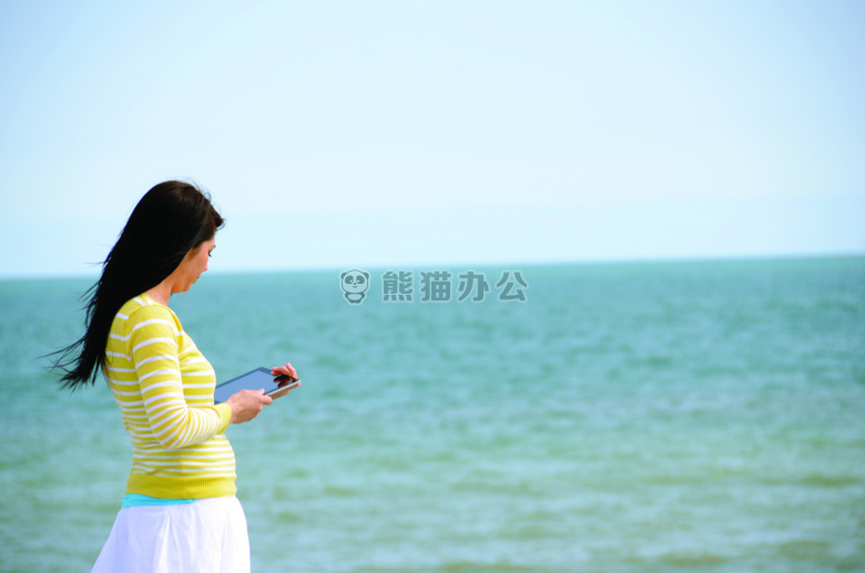 海滩 享受 女性的
