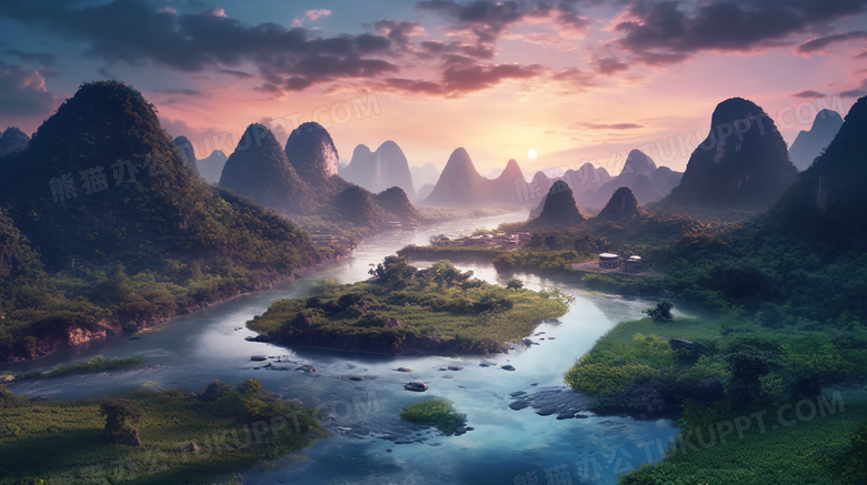 中国风桂林山水美景