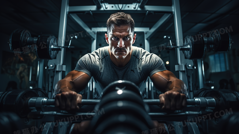 健身房健身肌肉男摄影图
