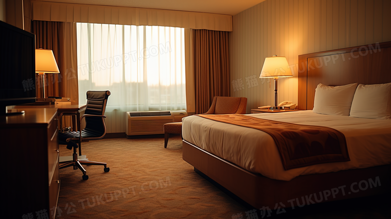 高端酒店卧室摄影图