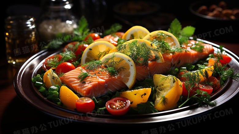 三文鱼蔬菜沙拉减脂轻食健康饮食素食摄影图
