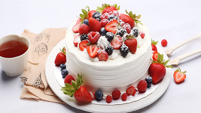 水果草莓生日蛋糕美食过生日摄影图