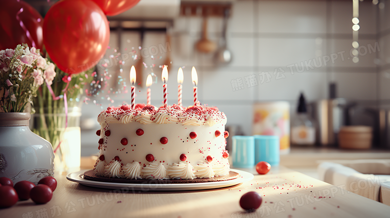 水果生日蛋糕美食过生日摄影图