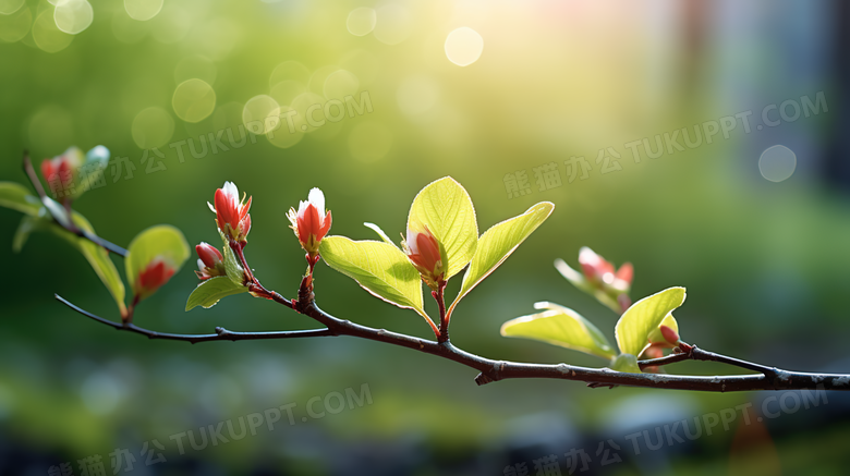 春季植物花朵绽放的枝干图片