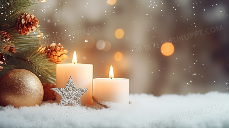 温暖圣诞节蜡烛烛光图片