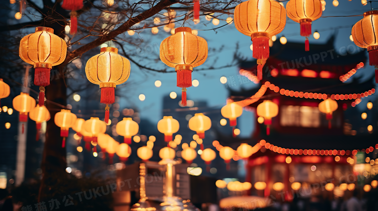 新年喜庆街道灯笼图片