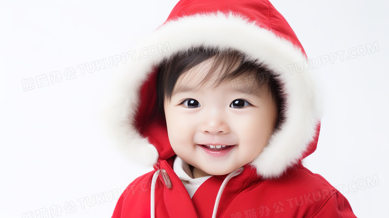 穿着红色外套的可爱中国儿童