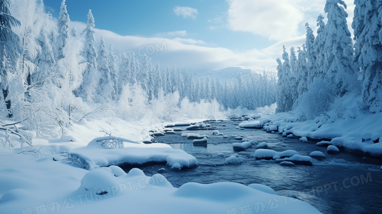 冬天雪地风景图片