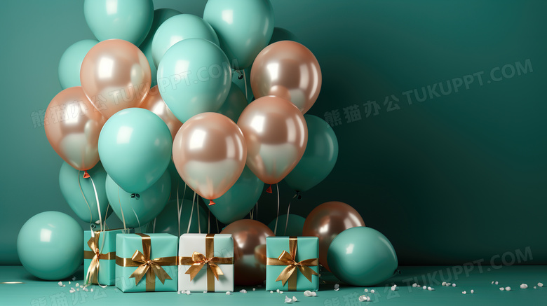绿色礼物气球装饰布置图片