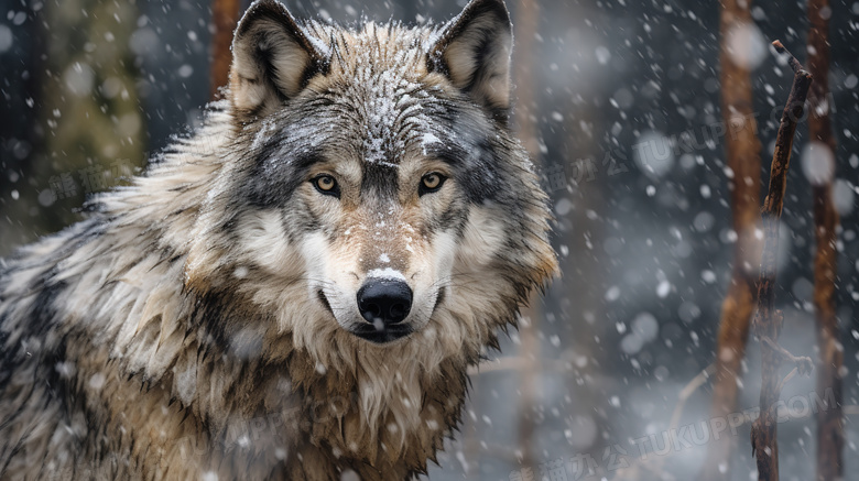 冬天雪地里的狼图片