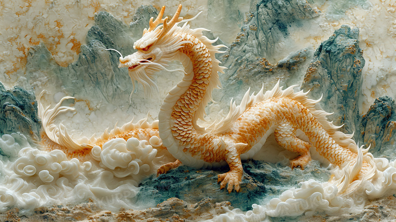精美的中国神龙形象雕刻工艺品