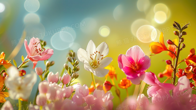 春天盛开的小野花花丛图片