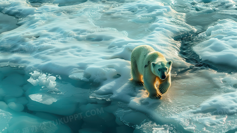 唯美冰山融化北极熊图片