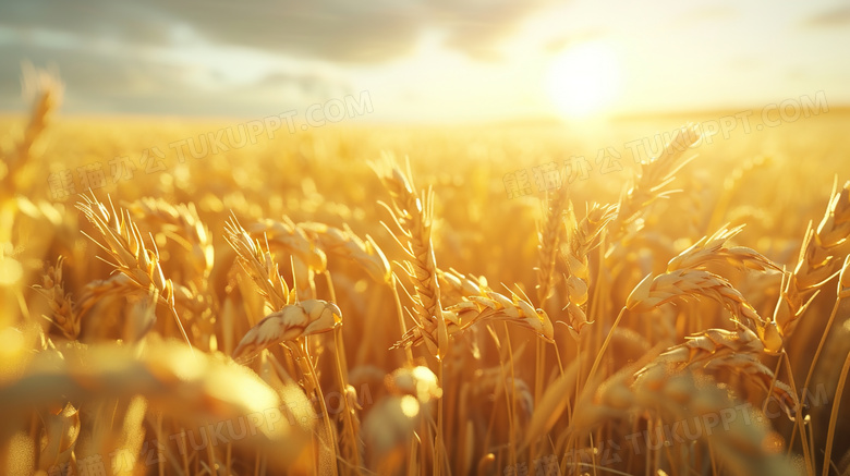 沉甸甸的金色田野麦穗图片