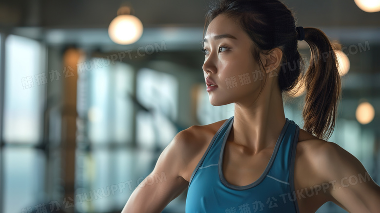 健身锻炼的亚洲女性图片