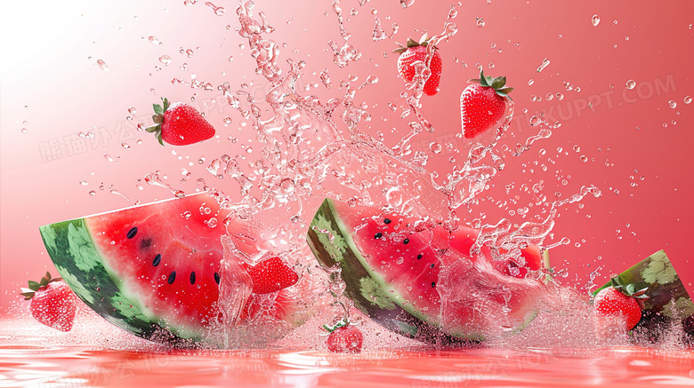水果西瓜草莓创意摄影图片