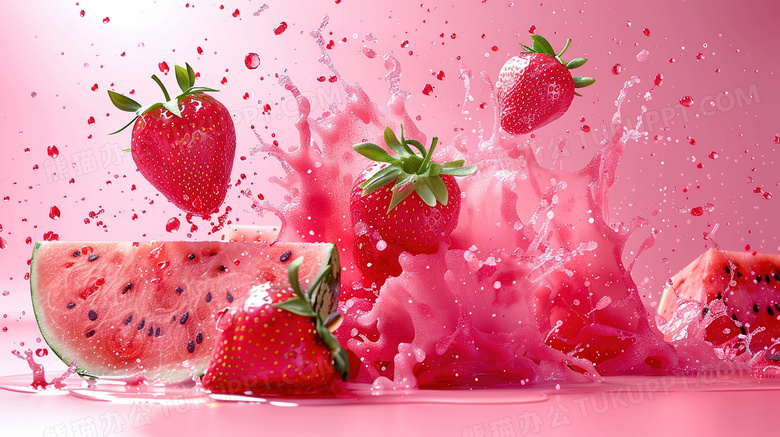 水果西瓜草莓创意摄影图片