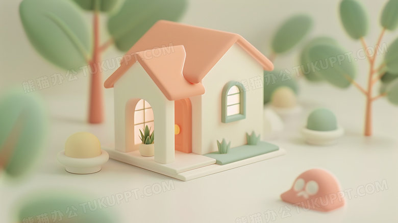 室内房屋绿树模型图片