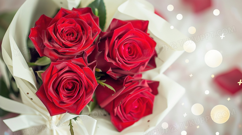 桌面上的玫瑰花束图片