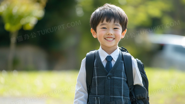 小学生上学背书包教育图片