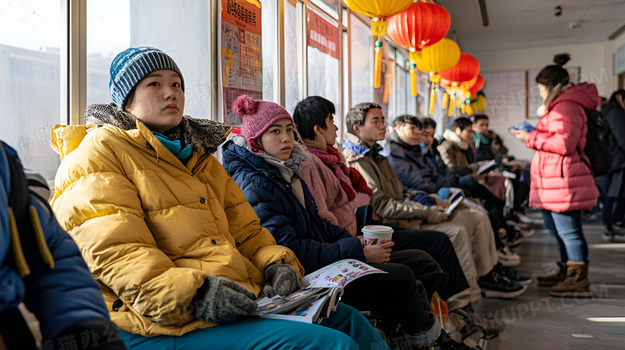 春节候车大厅春运图片