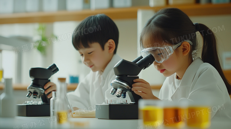 孩子在做科学实验图片
