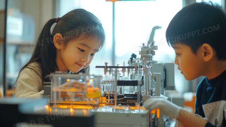 孩子在做科学实验图片
