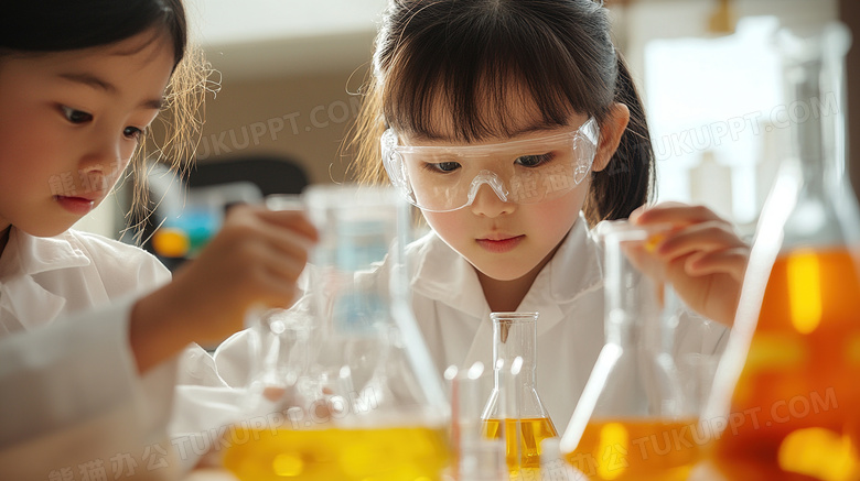 孩子在做科学实验图片