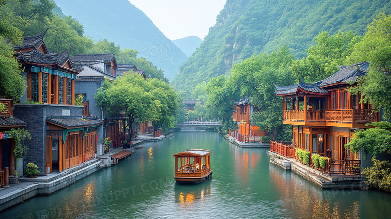 春天户外湖面上美丽的景色图片