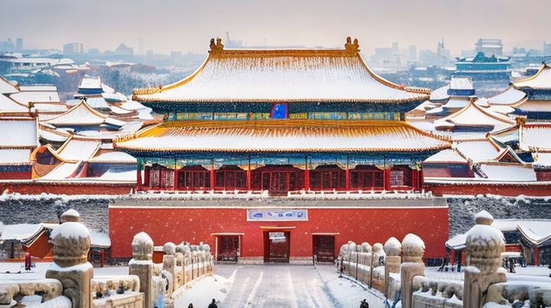 冬天下雪北京故宫高清摄影图