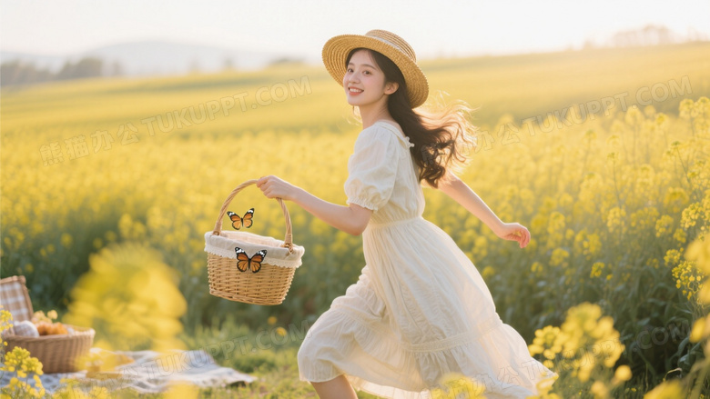 法式田园风油菜花人像