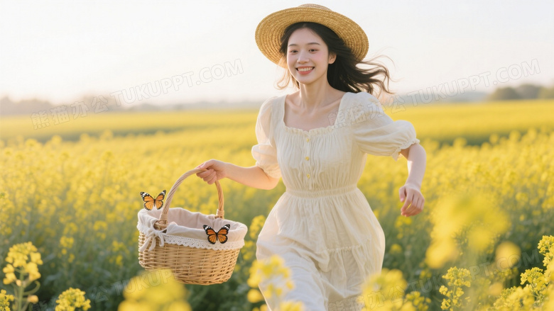 法式田园风油菜花人像
