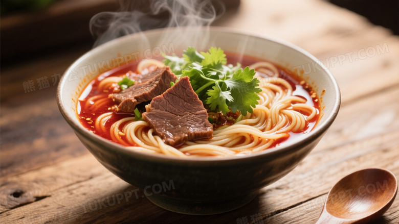 美食的高清摄影图一碗牛肉面热气腾腾
