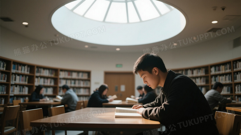 圖書館閱覽室攝影圓形的天窗灑下柔和光線