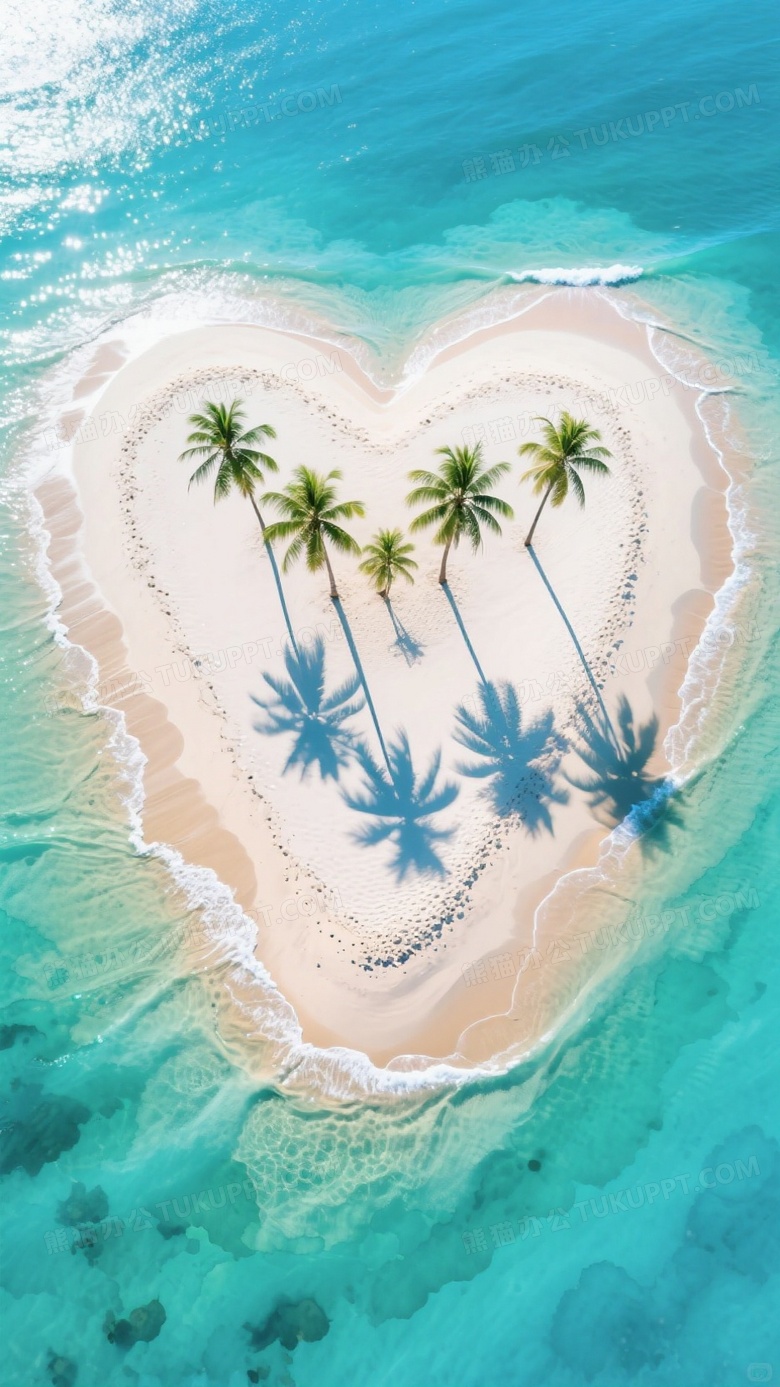 俯视对称构图拍摄心形海湾