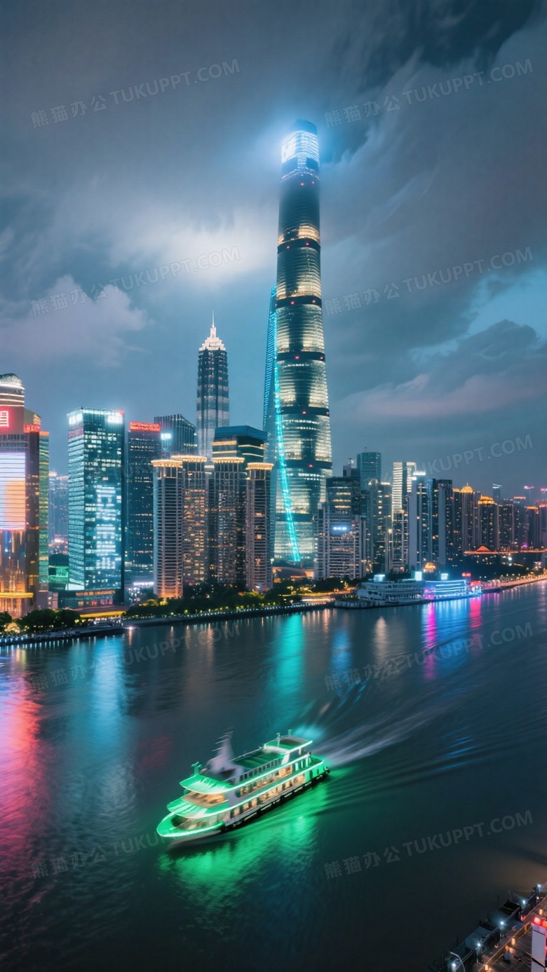 城市天际线鸟瞰图上海中心大厦螺旋形LED灯带与金茂大厦飞檐形成垂直韵律