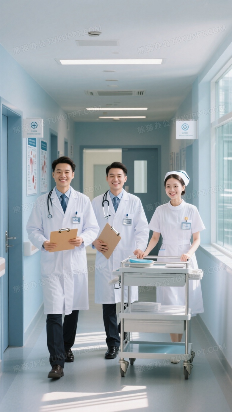 专业医疗团队走廊合影