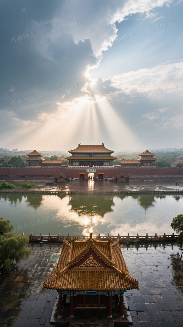 暴雨过后的故宫航拍图