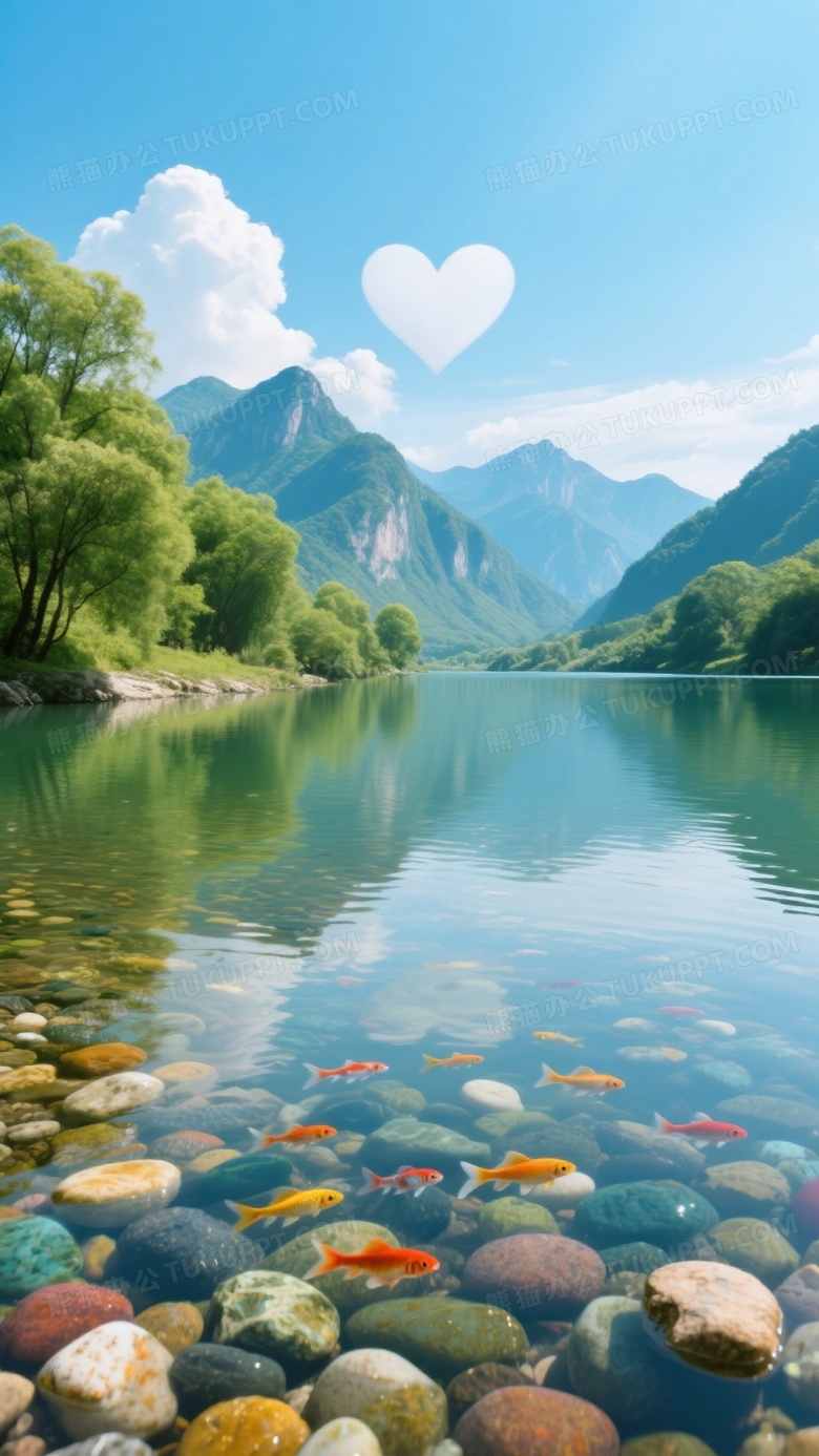 远处有高山美丽风景以中国山水画的风格呈现