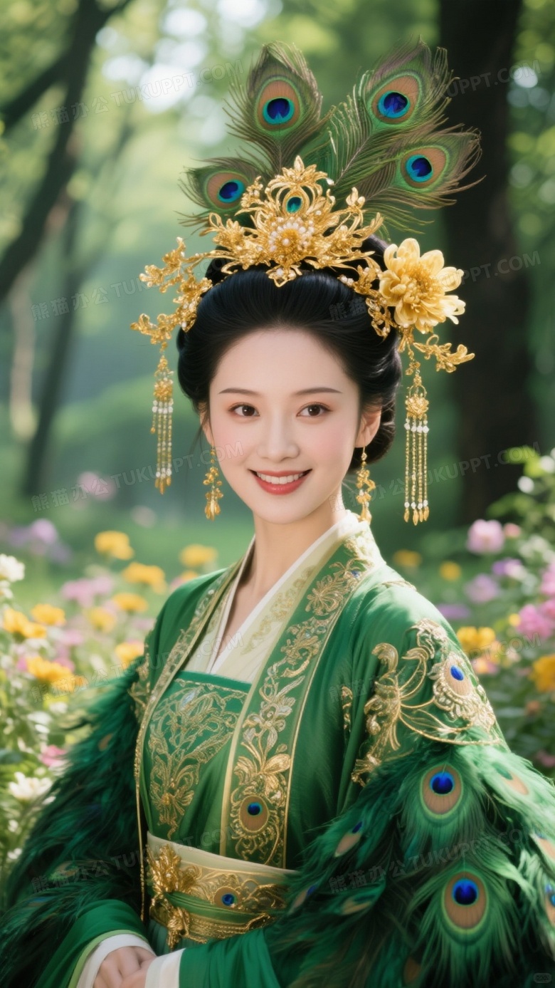 摄影古风美丽的孔雀公主