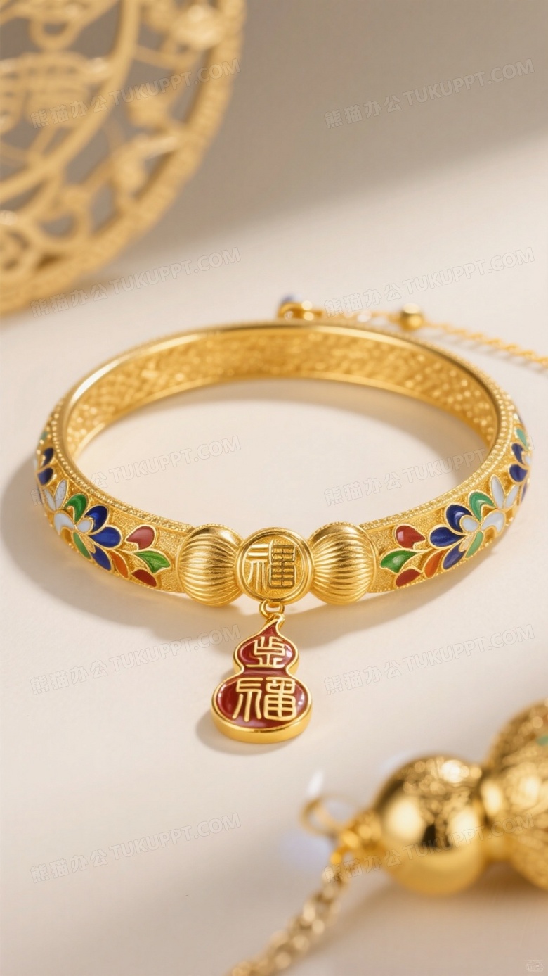 黄金篆刻镶嵌手镯古法拉丝工艺葫芦项链