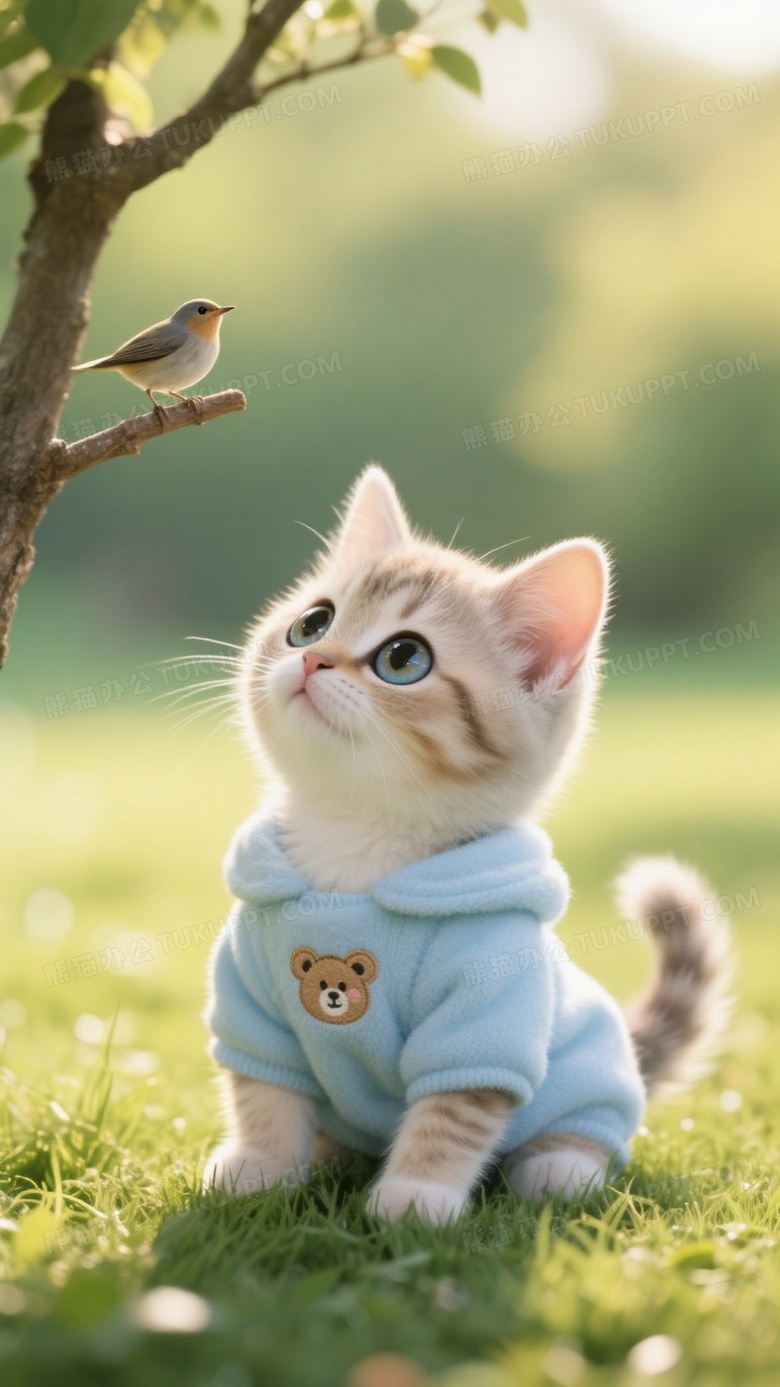 一只拟人化的可爱小猫