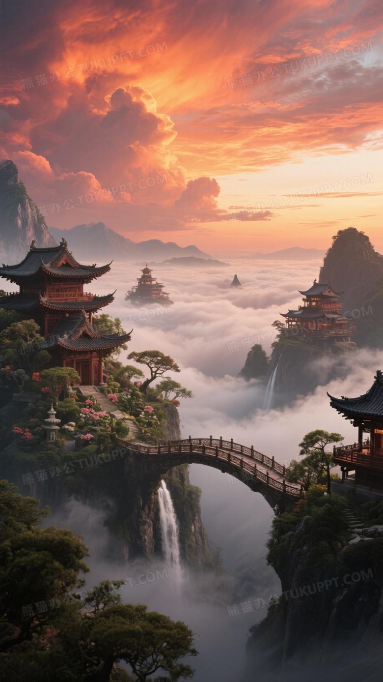 在云层之上火烧云的天际