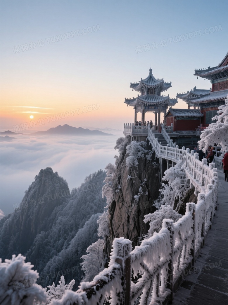 河南老君山云海日出雾凇景观