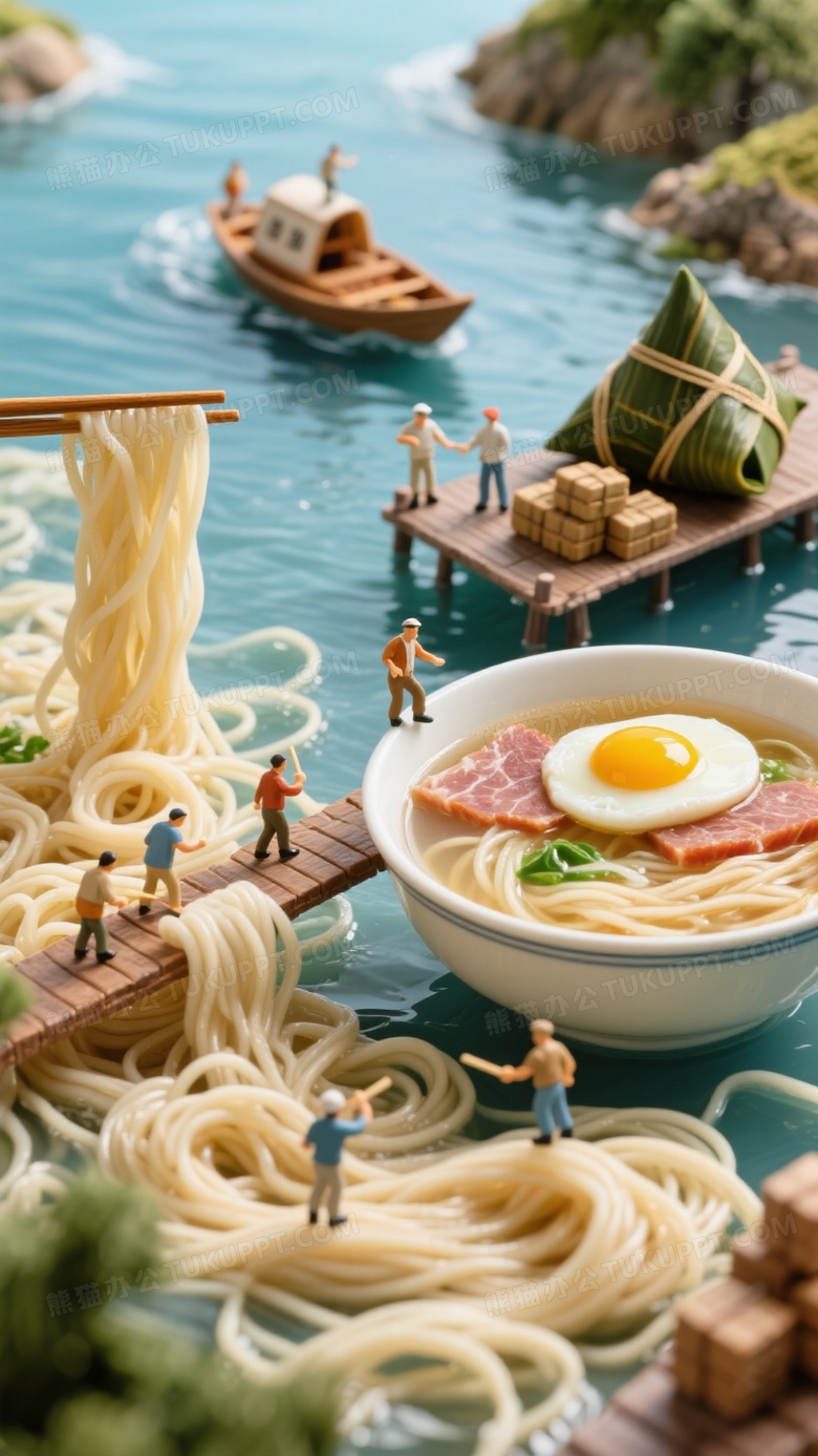 在小人国河粉汤如同一团团盘绕着