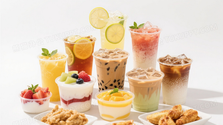 一堆夏日饮品高清摄影图