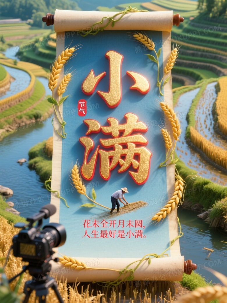 小满节气海报写实风格